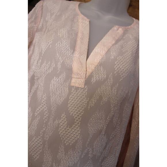 SALE-The Limited women's peach sheer long sleeve patterned top size medium - Picture 4 of 12